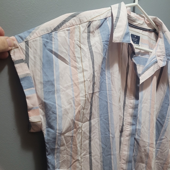 Denver Hays Multi Colored Striped Short Sleeve Top L - Picture 4 of 5